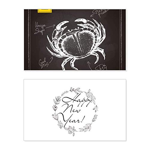 Tarjeta conmemorativa de Año Nuevo Crab Sketch con organismo marino