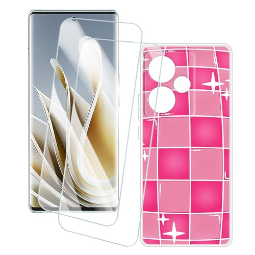 OAGELIM 2�Z�b�g �X�N���[���v���e�N�^�[ + �P�[�X ZTE Nubia Z50S (6.67 �C���`) �Ƃ̌݊������� �A�[�e�B�X�e�B�b�N�J�X�^���v�����g�J�o�[�Ƌ����K���X�t�B���� �X�N���b�`�h�~ (�s���N�̐��E)