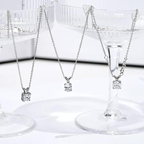 Amazon Essentials Platinum-Plated Sterling Silver Solitaire Pendant Neckalce made with Infinite Elements Cubic Zirconia, 16", (previously Amazon Collection) - Image 4