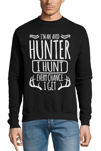 Pull Hunter Hunt Every Chance I Get en coton noir avec motif de bois de cerf