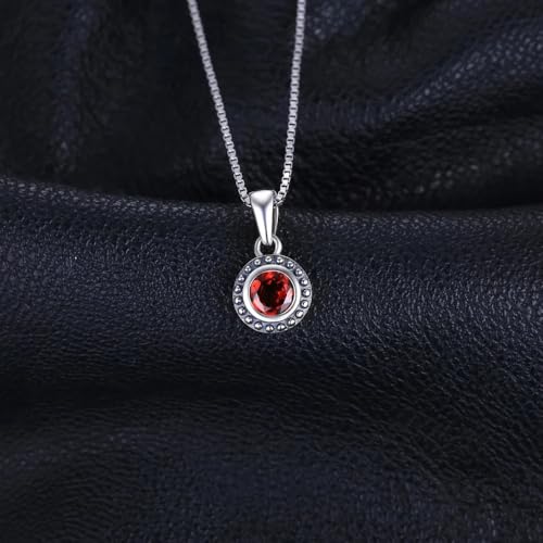 Collier pendentif grenat authentique en argent 925 vintage de luxe