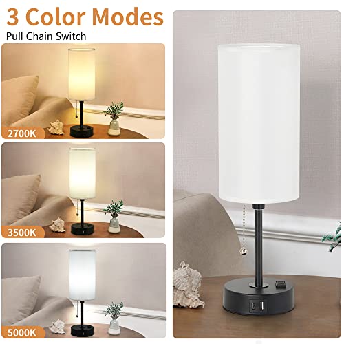 Becomrock 3 Color Table Lamp For Bedroom - Small Lamp With Usb C+A Ports, White Bedside Lamps With Ac Outlet, Bedroom Lamps For Reading And Working (Led Bulb Included) #TOP1