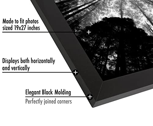 Americanflat 19x27 Poster Frame with Polished Plexiglass - Black Picture Frame - Wide Photo Frames Made of Engineered Wood for Vertical or Horizontal Wall Display - Epic Collection - Black