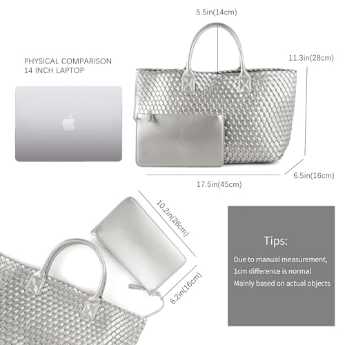Bolso Tote tejido para mujer de gran capacidad miniatura 5