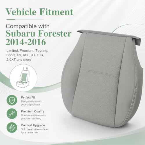 Funda de asiento delantero gris perforada para Subaru Forester años 2014 2015 2016 6
