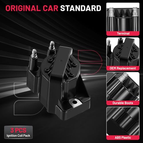Image of BDFHYK Ignition Coil Packs Compatible with Buick Century Electra LaCrosse,Compatible with Cadillac Allante,Camaro Corvette Impala Malibu Monte Carlo S10 Venture, Coil for 5C1058 C849 D555 Set of 3