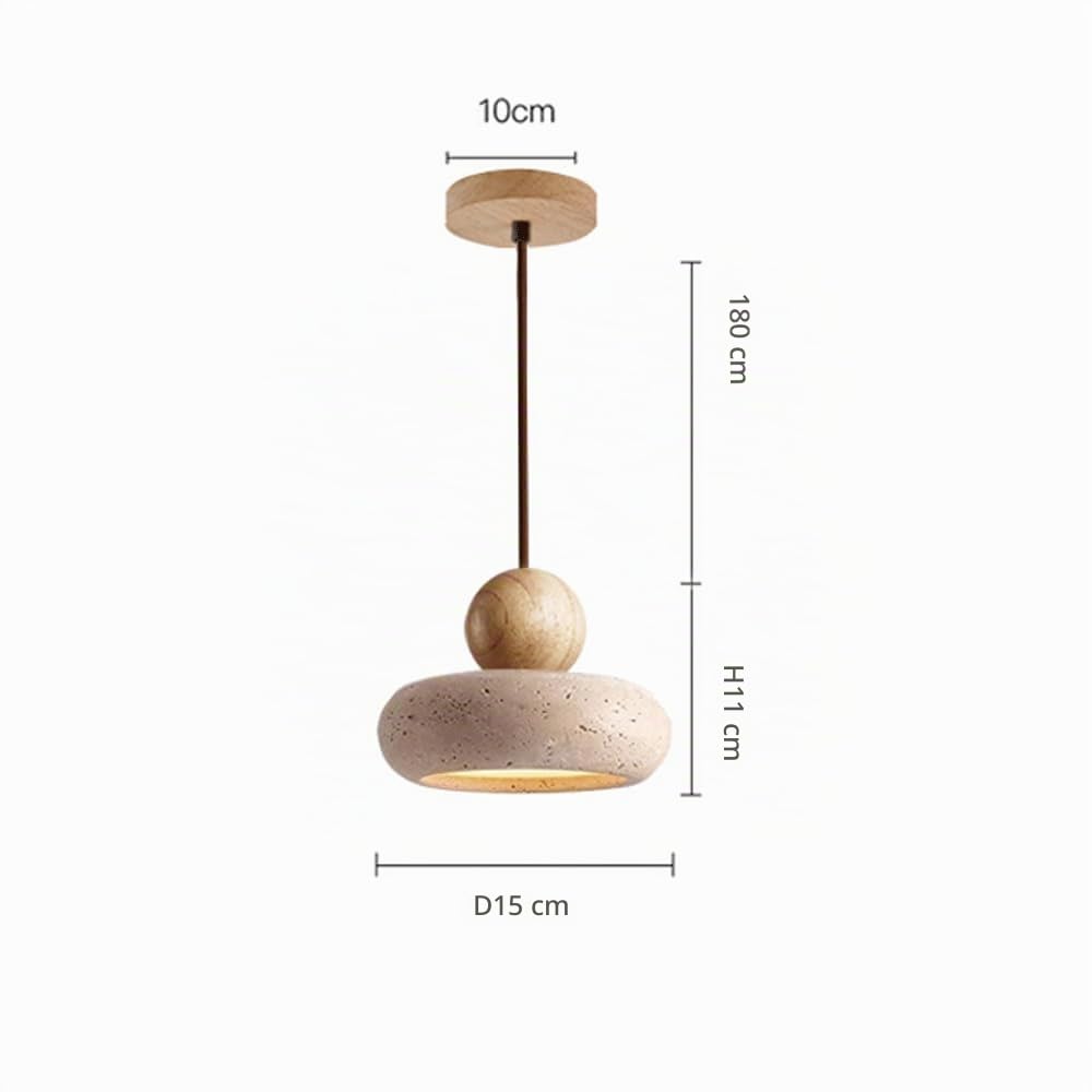 Piccola Lampada a Sospensione in travertino Giallo, lampadario a Sospensione sul Comodino in Stile Wabi-Sabi, plafoniere a LED Vintage per Sala da Pranzo, Bar, Cucina, 3000K - Luci Calde