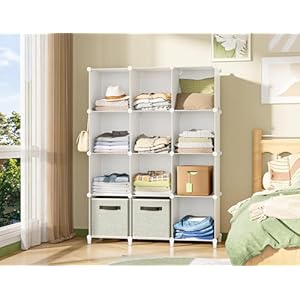 HOMIDEC Closet Organizer, 12-Cube Closet Organizers and Storage, Portable Closet Shelves, Clothing Storage (White) HOMIDEC Closet Organizer 12 Cube Closet Organizers and Storage Portable Closet Shelves Clothing Storage White