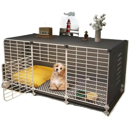 ドッグクレート トレイ付き ペットクレート 家庭用 犬小屋 MumuElf 室内犬用 オールインワン 大容量 お手入れ簡単 小型犬 中型犬用クレート 組立簡単 屋内外使用可能 (109*37*53CM(車輪なし))
