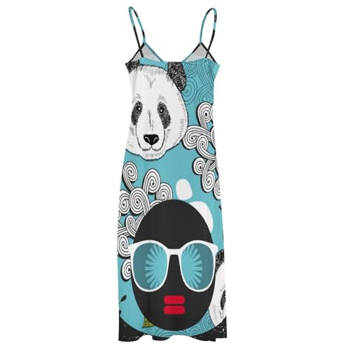 Robe décontracté de plage longue et fluide motif panda