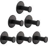 Vanloory Bathroom Towel Hooks, 6 Pack Self Adhesive Coat Hooks, Sturdy No Drilling Robe Hook, SUS 30
