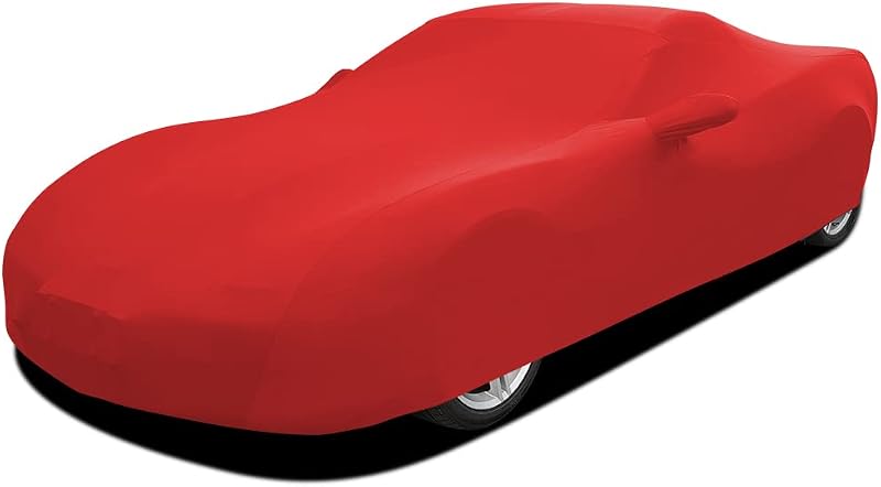 WinPower Indoor Sports Car Cover 177-189 Inch Stretch Dustproof Protection Full Car Cover for Underground Garage Car Show, Red