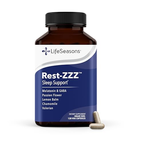 LifeSeasons Rest-ZZZ - Natural Sleep Support Supplement - Fall Asleep & Stay Asleep - Calms Nervous System - Ease Muscle Tension & Restlessness - Low Dose Melatonin GABA & Chamomile - 120 Capsules