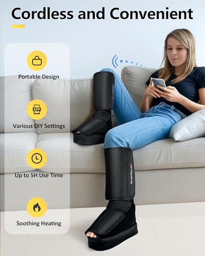 Comfytemp Cordless Foot and Calf Massager with Heat, Mothers Day Gifts for Mom Women Dad Men, FSA HSA Eligible, Rechargeable Leg and Feet Massager for Circulation and Pain Relief (Fits Size 6 to 12)