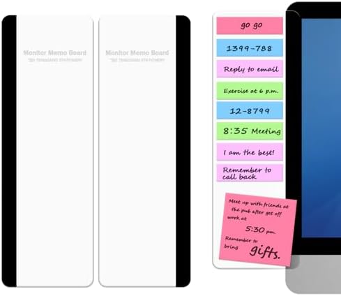 Sticky Monitor Memo Board, Memo Board for Computer Screen, Monitor Memo Boards for Computer, Acrylic Sticky Note Holder, Message Reminder Side Panel, Home Office Desktop Accessories (2)