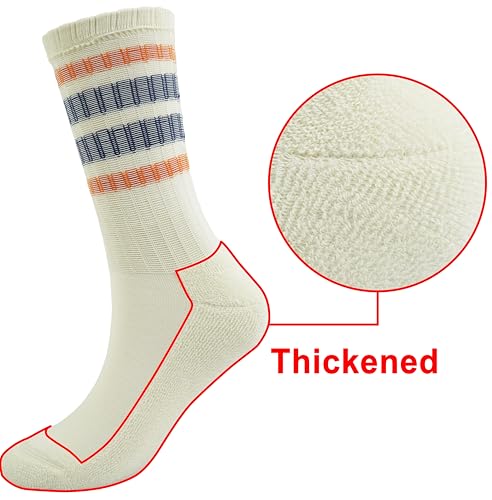 Image of BomKinta Striped Crew Socks Women - Retro Novelty Socks - Stretchy Casual Athletic Cotton Gifts Sock Size 5-10