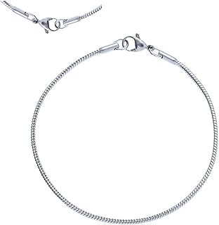 5pcs Adabele 304 Grade Surgical Stainless Steel 2mm Snake Chain Bracelet 8 inch Jewelry Making Chain Tarnish Resistant for Women Men Jewelry Making SJF178-4