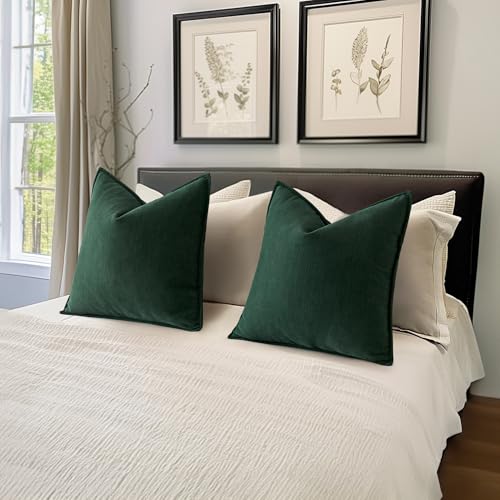 MIULEE 2er Kissenbezug 45x45 Dunkelgrün Chenille Kissenhülle zierkissen – Ansicht 4