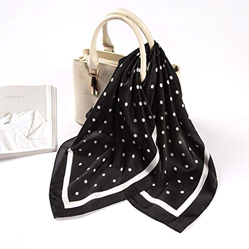Mulberr𝐲 Silk Neck Scarf Small Square Scarfs for Women Gift Satin Neck Scarf Square Handkerchief for (Black, 70X70cm)3