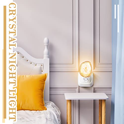 Agate Night Light Agate Slice Light Crystal Nightlight Plug Into Wall With Switch Home Decor Hallway Lights, Nightlight For Toilet Kitchen Bedroom (Beige) #TOP5
