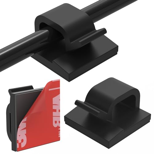 Image of 40Pack Adhesive Cable Clips, Wire Holders for Desk Wall Car, Black