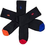Polo Ralph Lauren 6-Pack Heel Toe and Arch Support Crew Socks Sz 10-13 Fits 6-12.5 Black Assorted