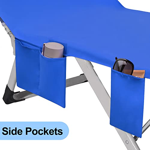 Aspmiz Microfiber Blue Beach Chair Towel With Side Pockets, Chaise Lounge Chair Towel Cover For Sun Lounger Pool Patio Sunbathing Garden Beach Hotel, Oversized, Blue Beach Towel, 85" L X 30" W #TOP4
