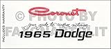  1965 Dodge Coronet Reprint Owner\'s Manual 65 440/500