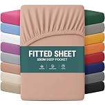 Yorkshire Bedding Single Bed Sheets 25 CM Deep Peach Bedsheets with Elastic Corners Easy Care Soft Brushed Microfiber Fabric Breathable Shrinkage Fade-Resistant