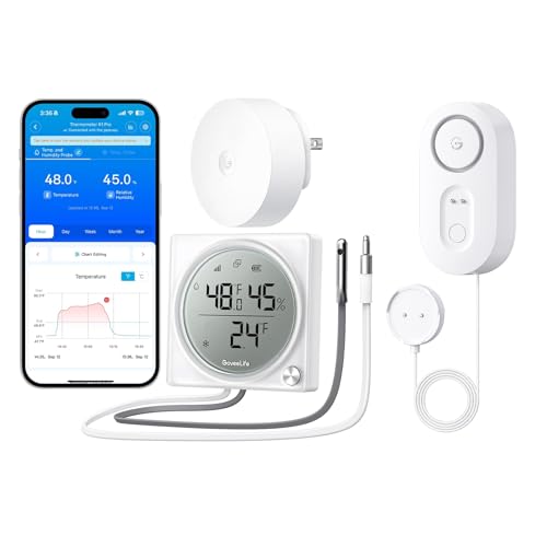 GoveeLife Upgraded Smart Water Leak Detector 1s with Refrigerator Hygrometer