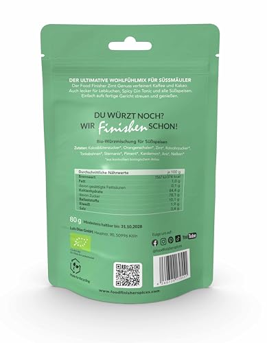 Bio Food Finisher Spices Wintergenuss | 80g Zuckergewürzmischung im Standbodenbeutel | Für Glühwein, Kekse, Lebkuchen | by Luis Dias