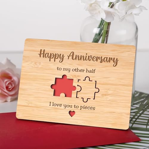 Happy Anniversary Card for Him Her - Bamboo Wedding Anniversary Cards for Couple Wife Husband Girlfriend Boyfriend