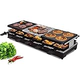Syntrox Germany Multifunktionelles Raclette Oberwil mit Grill Platte, Pancake Platte und Heißer Stein für 12 Personen