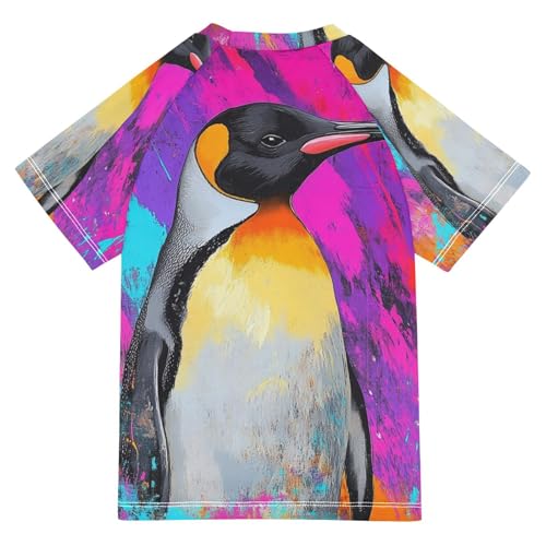 Boy Swimsuit Emperor Penguin Colorful Sunscreen T-Shirts Swimwear Sets UPF 50+2