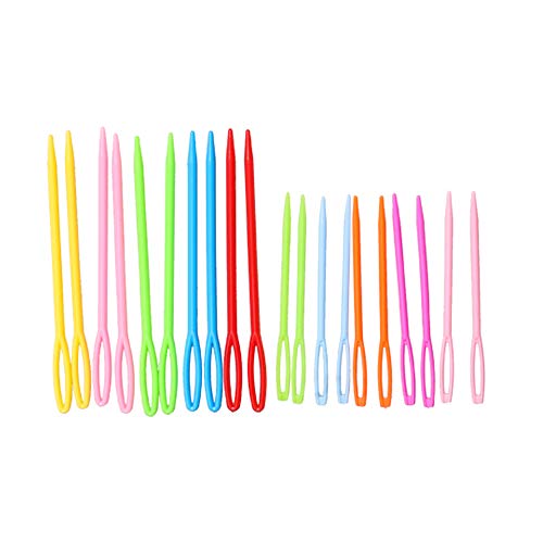 Hekisn Large-Eye Plastic Sewing Needles, 20 Pieces Colorful Safety Lacing Needles, 2 Different Sizes Yarn Sewing Needle, Learning Needles For Diy Sewing Handmade Crafts，3.5 &2.76 Inch (20 Pieces) #TOP2
