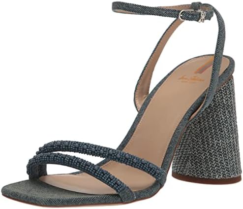 Sam Edelman Women's Kia Heeled Sandal, Washed New Blue Beaded, 9