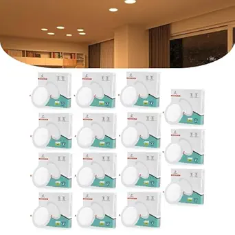 D'Mak 6 Watts Round LED Conceal Panel Light for False Ceiling & POP, Home Decor Ceiling Lights - Warm White (Pack of 15)