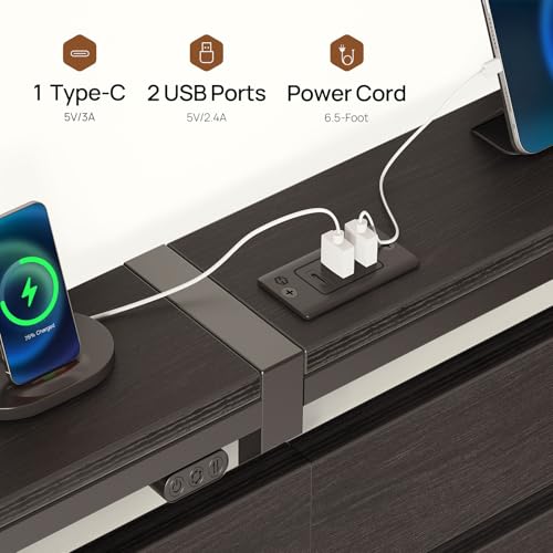 image for Rolanstar Full Size Bed Frame with USB Charging Station, LED Bed Frame