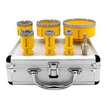 HIGHDRIL Diamond Drill Bits Kit with 5/8-11 for Porcelain Tile Ceramic Marble Brick Concrete Vacuum Brazed Hole Saw(20/25/35/50/75/100mm)