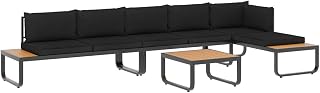 vidaXL Garten Ecksofa Set 4-TLG. mit Auflagen Gartenmöbel Sofa Lounge Gartensofa Gartenset Sitzgruppe Sitzgarnitur Garten Garnitur Aluminium WPC
