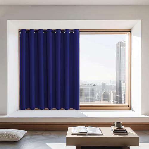 NICETOWN Navy Blackout Curtain for Boys Room, Grommet Privacy Window Treatment Thermal Insulated Room Darkening Sliding Glass Door Drape for Bedroom, 1 Panel, W100 x L72