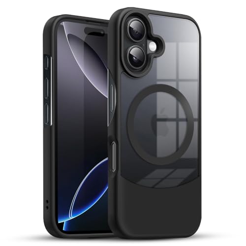 Image of KARWAN️Ultra-Hybrid Shockproof Back Cover with Mag-Safe Case foriPhone 16 | Camera Protection Bump |Shockproof Back Cover Case for iPhone 16 (PC & TPU, Smoked Matte Sides) Black