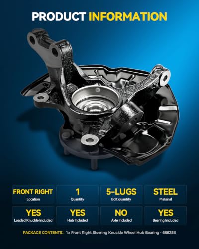 Image of PHILTOP 1 x Front Right Knuckle Wheel Hub Bearing for Toyota Camry,