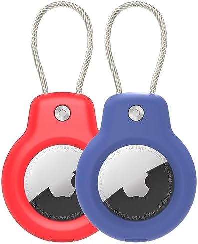 Compatible with Apple AirTag Secure Holder with Wire Cable, 4 Pack Air Tag Lock Case Keychain Key Ring Key Chain Luggage tag for Keys, Luggage & More Men Women's Keyrings & Keychains