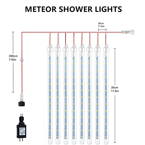 Ozs 2Pack 16 Tubes 384Led Extendable Meteor Shower Lights, Icicle Lights Outdoor Falling Rain Drop Lights Plug In Christmas Lights For Tree Wedding Garden Party X'mas Decorations (Cool) #TOP1