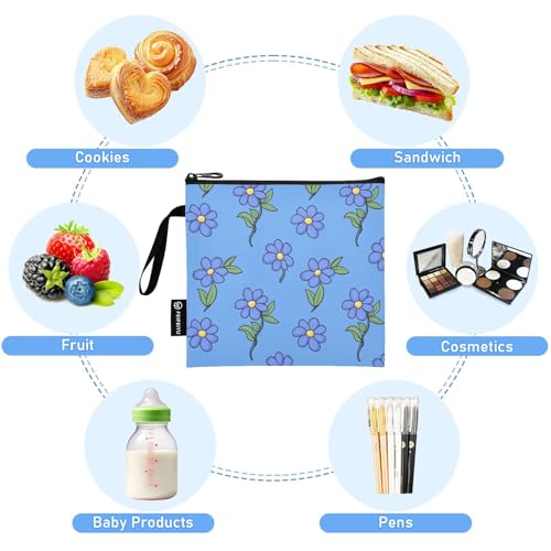 Bolsas reutilizables para snacks, set x3, estilo floral miniatura 5