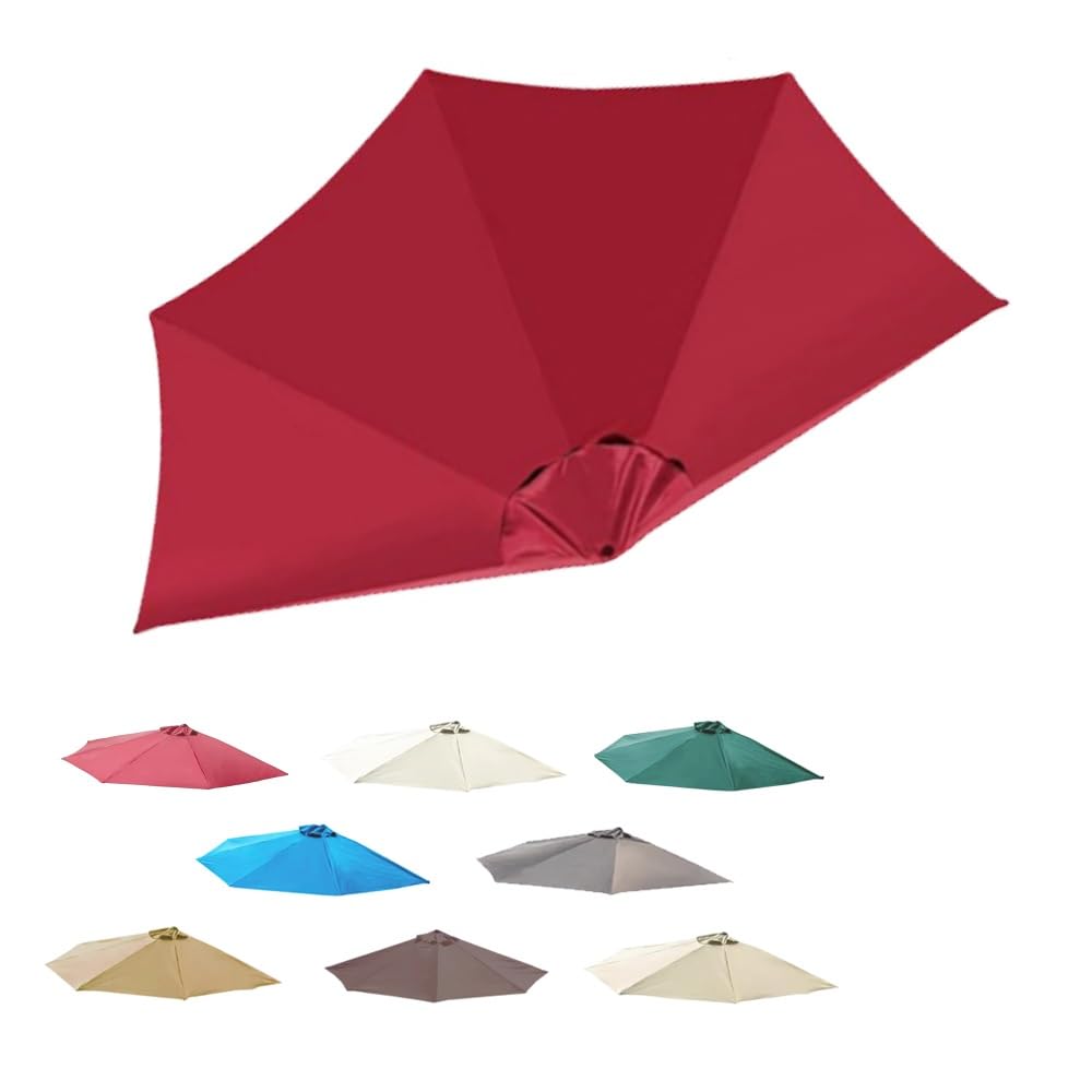 RTVGNSZSJL Half Round Umbrella Replacement Canopy 9ft 5 Ribs Patio Umbrella Canopy Cover, Replacement Parasol Canopy For Backyard Market Pool(Burgundy)