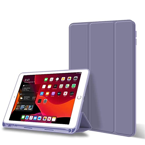 ZOYU iPad 9.7 2018/2017 Case with Pencil Holder, Trifold Stand Soft TPU Back Smart Stand Slim Fit Cover and Auto Sleep/Wake for iPad 6th Generation Case iPad 5th Generation Case 9.7 inch - Purple