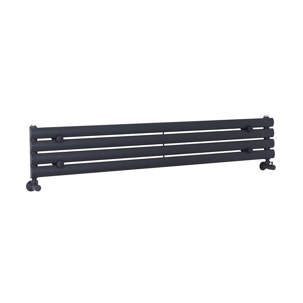 Milano Aruba Anthracite Horizontal Single Oval Panel Radiator - 236mm x 1400mm