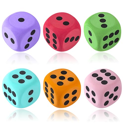 6Pcs EVA Foam Dice 3.15 Large Dice Educational Toy Blank Slate Board Game to Get Your Lucky Numbers for Parties and Gifts